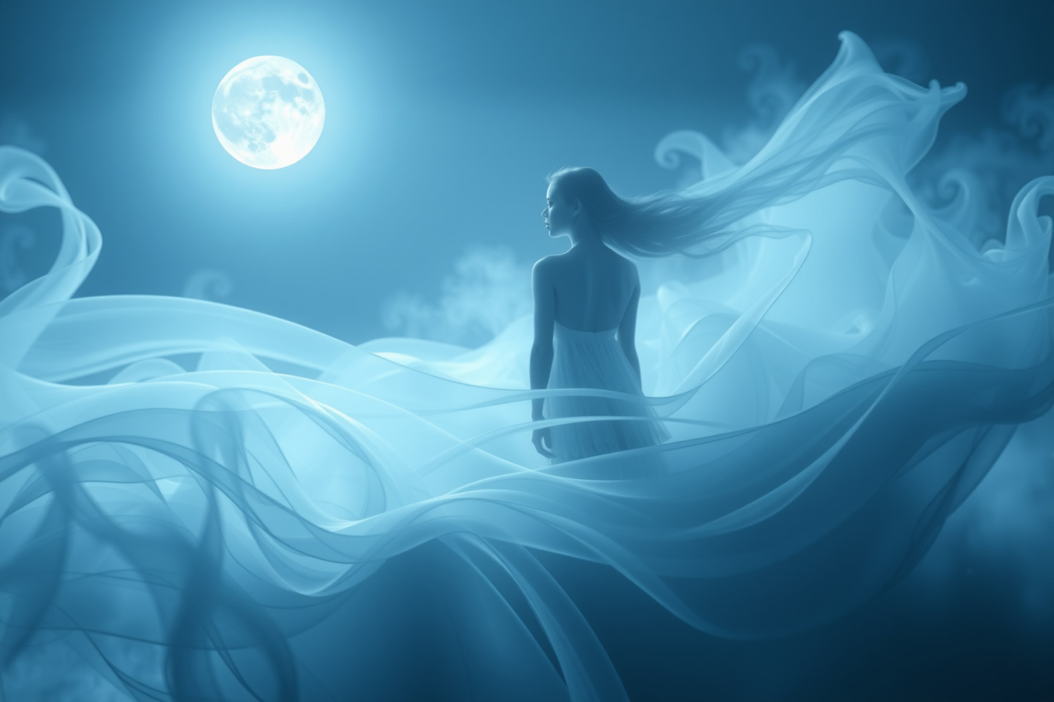 Il bagliore lunare simboleggia intuizione profonda e energia femminile.