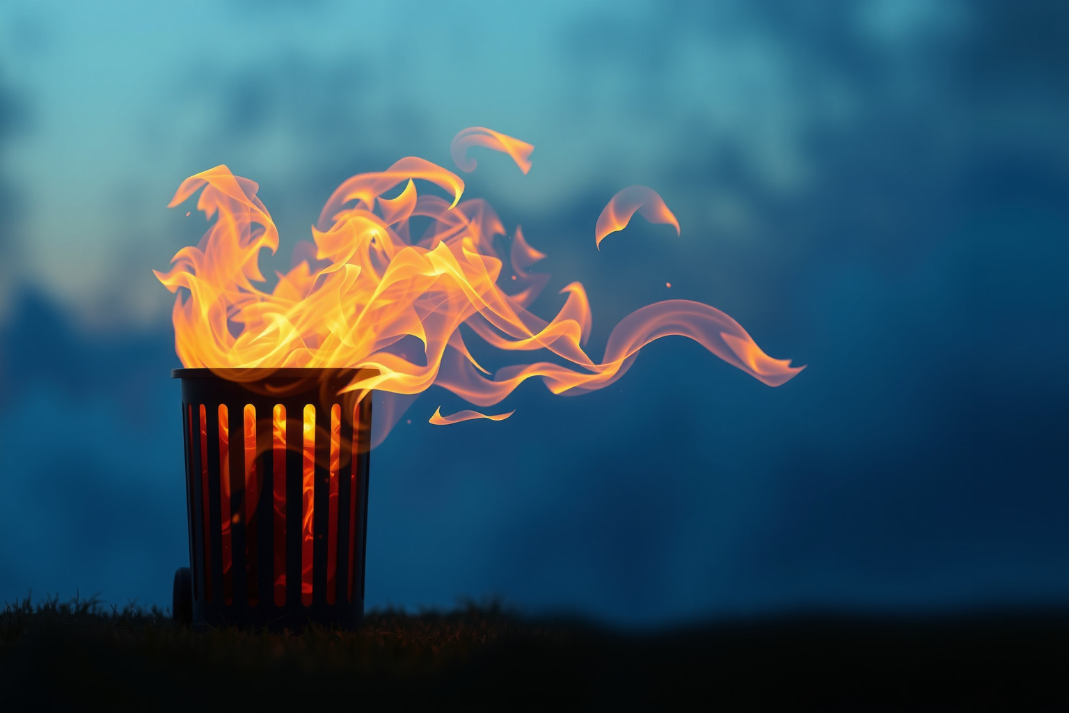 Il cestino in fiamme simbolizza emozioni represse pronte ad esplodere.