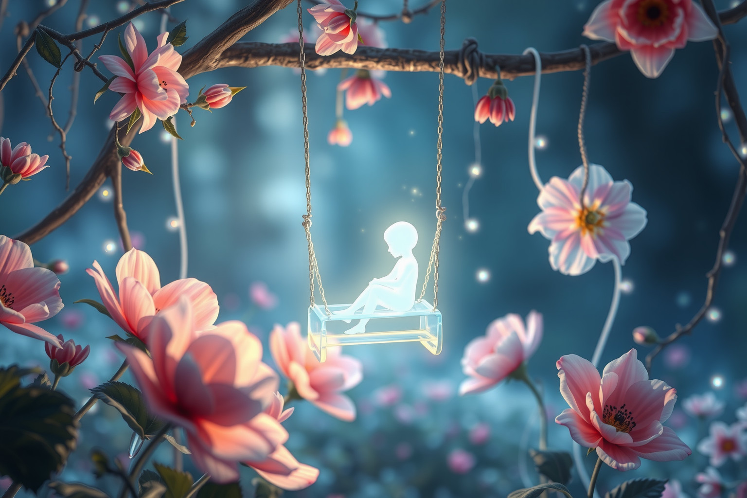 Dondolarsi in giardino fiorito simboleggia gioia e crescita interiore.