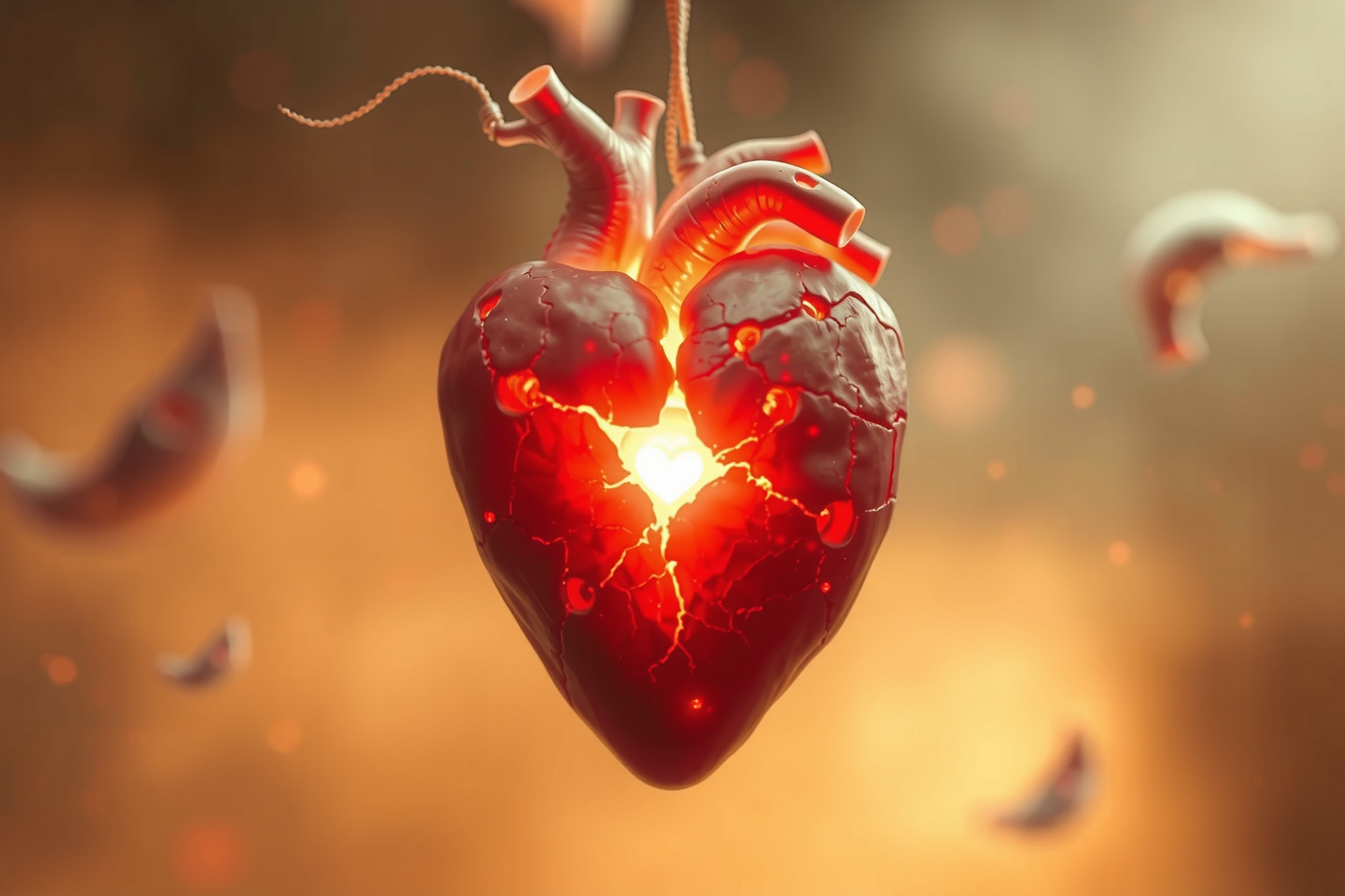 Le fessure nel cuore simboleggiano ferite emotive non guarite.