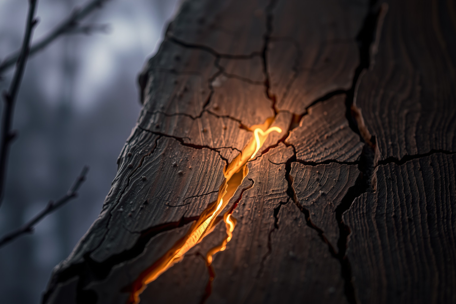 Le fessure nel legno simboleggiano fragilità e declino interiore.