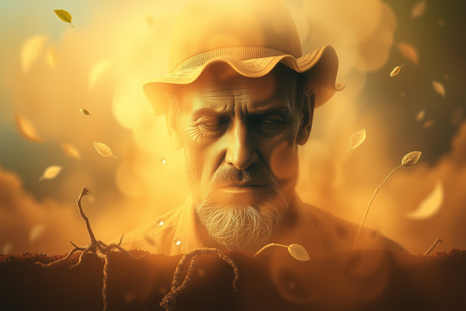 Il contadino che piange simboleggia perdita e consapevolezza interiore profonda.