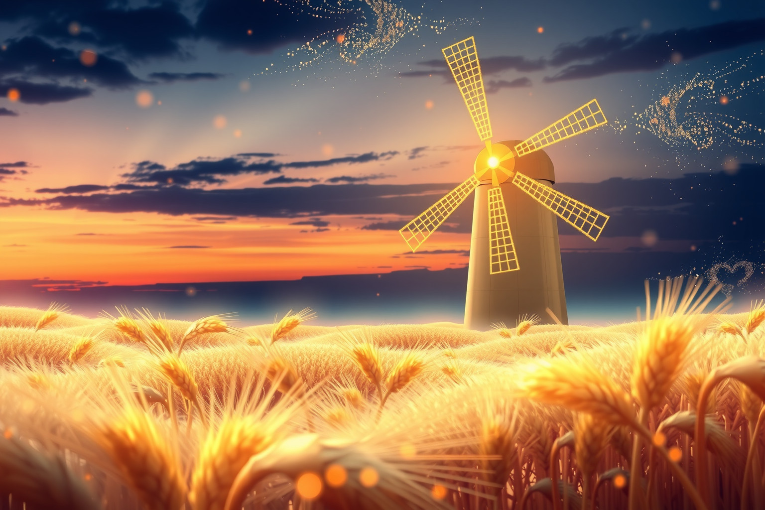 Il mulino a vento simboleggia prosperità attraverso il lavoro costante.