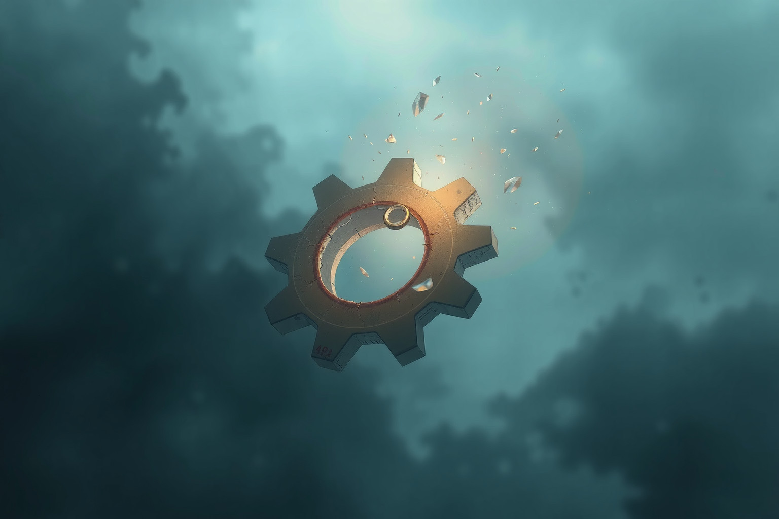 L'ingranaggio consumato simboleggia stress e perdita di energia vitale.