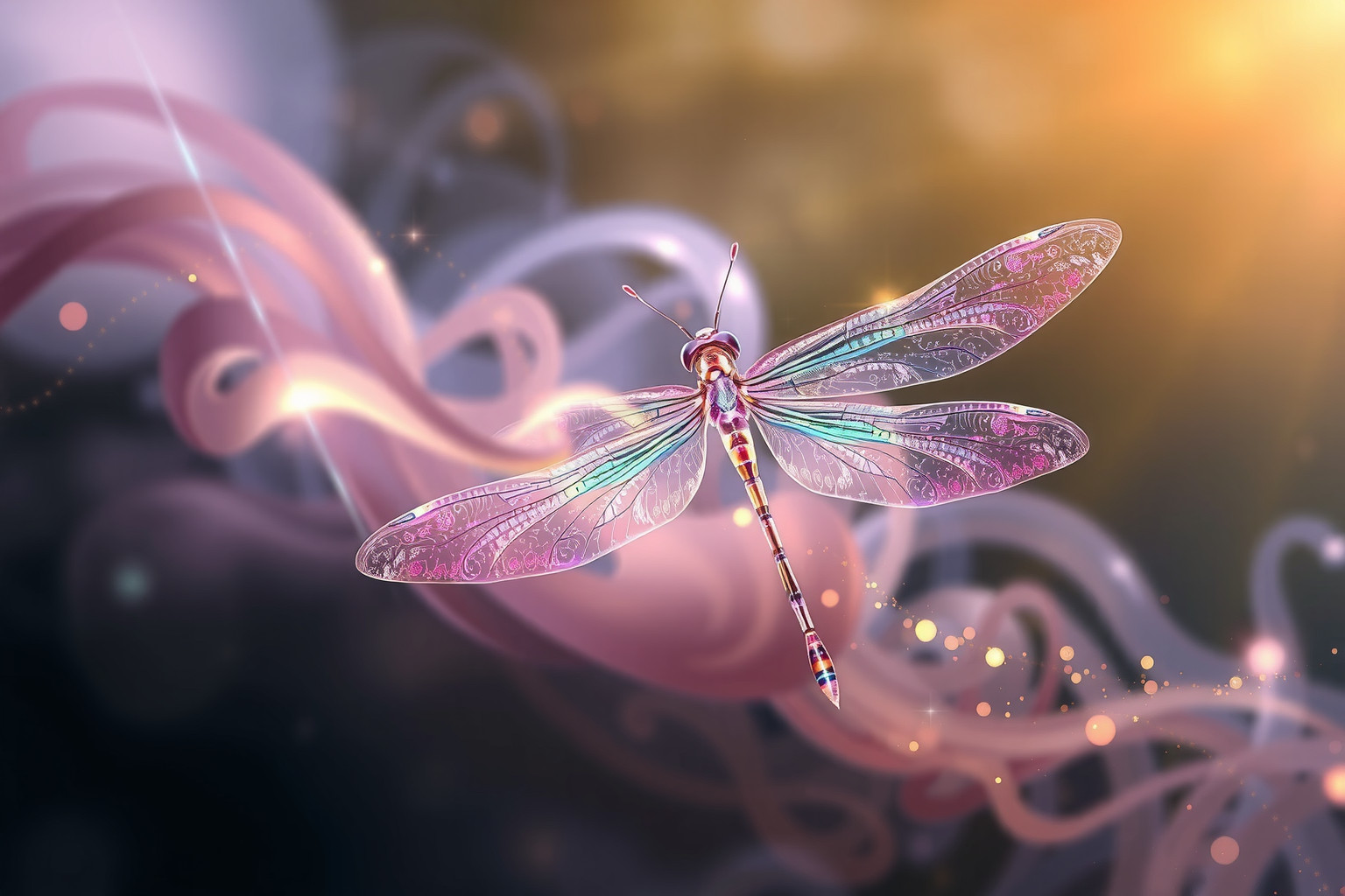 La libellula colorata simboleggia trasformazione e espressione artistica personale.