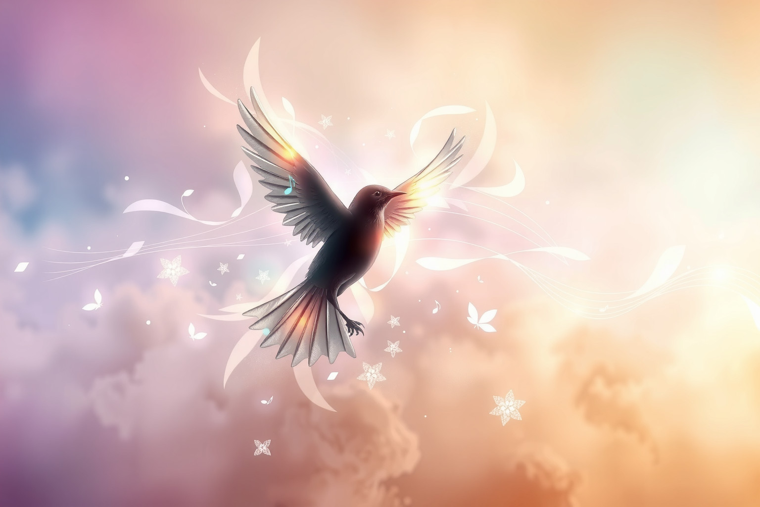 Il merlo che danza simboleggia gioia e armonia interiore profonda.