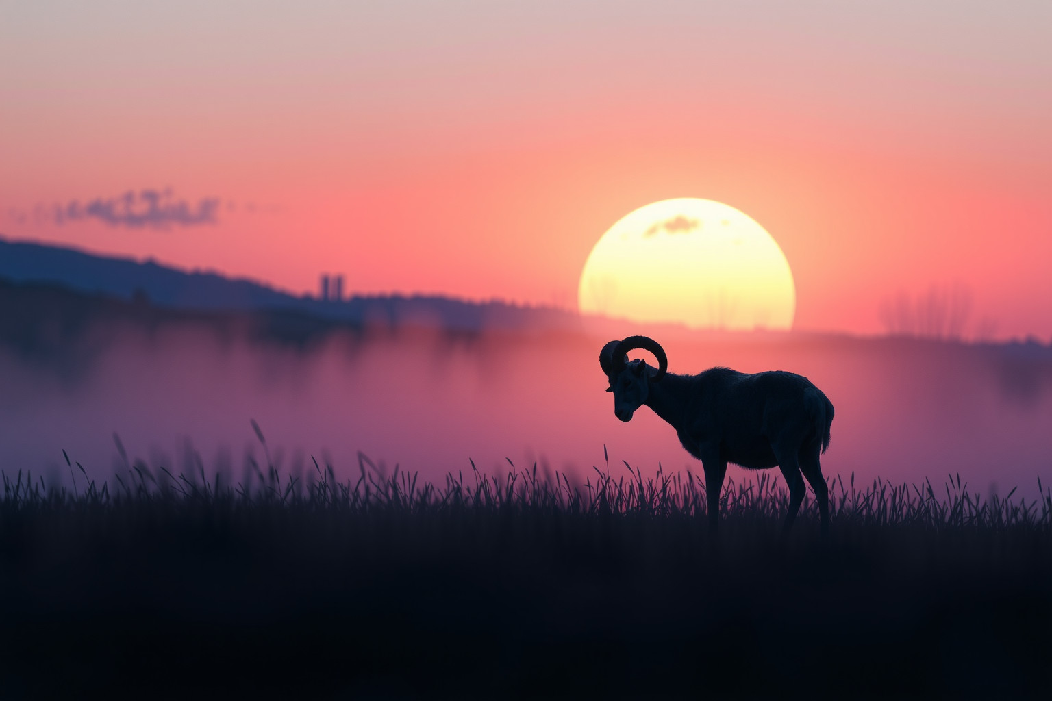 Il montone pascola, simbolo di pace e natura incontaminata.
