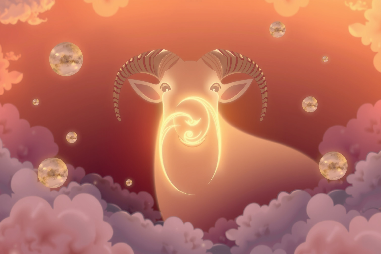 Il montone che sorride simboleggia gioia e ottimismo contagioso.