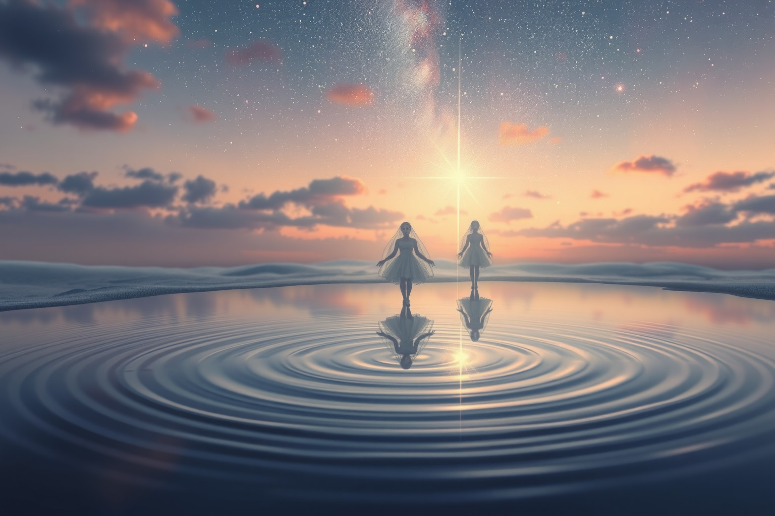 Le pozzanghere riflettono il cielo, un ponte spirituale segreto.