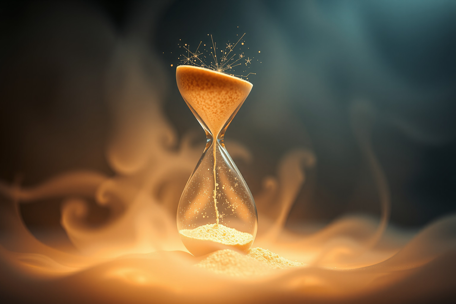 Rivotare una clessidra simboleggia la consapevolezza del tempo fuggevole.