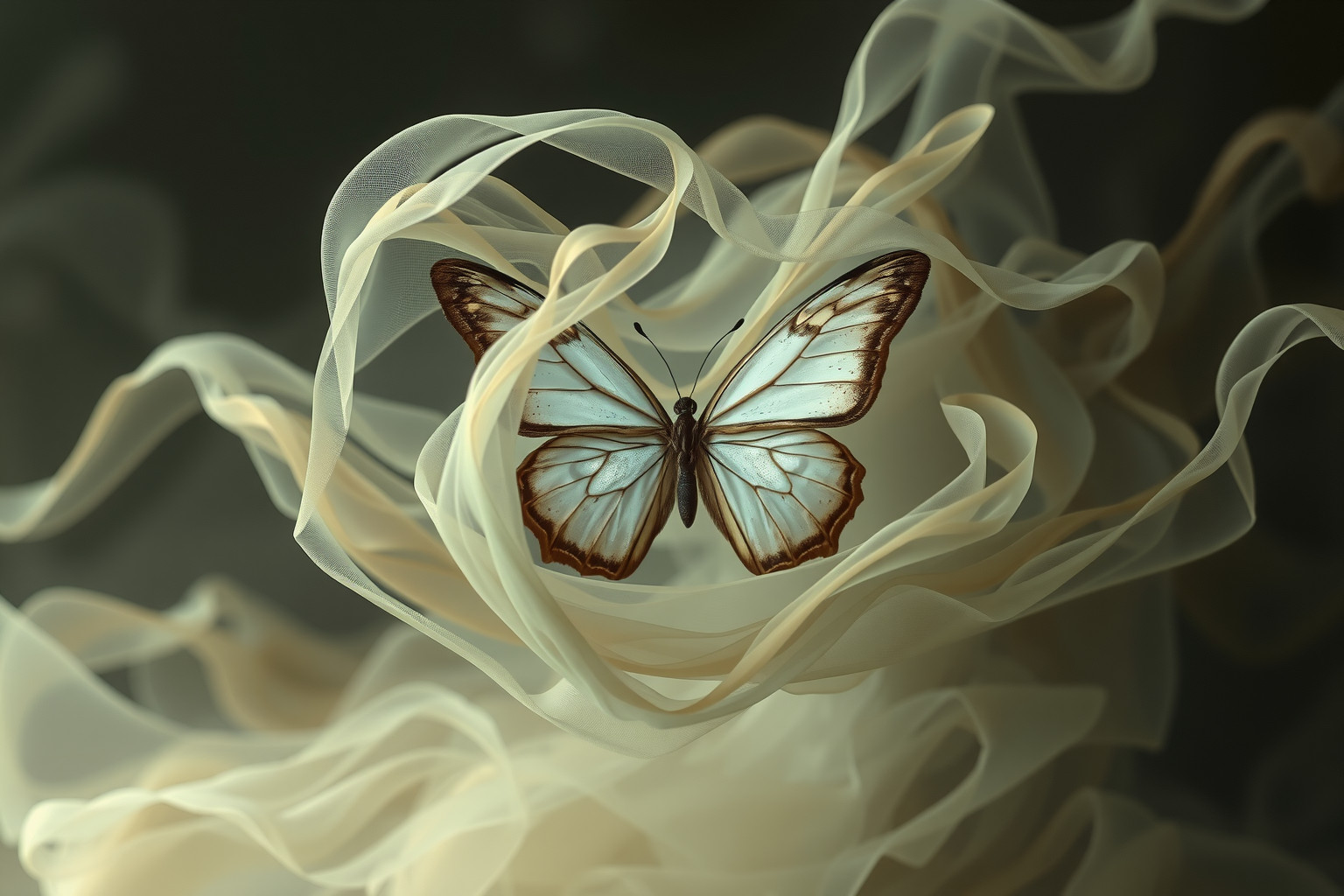 Lo sfarfallio intrappolato simboleggia soffocamento e limitazioni interiori.