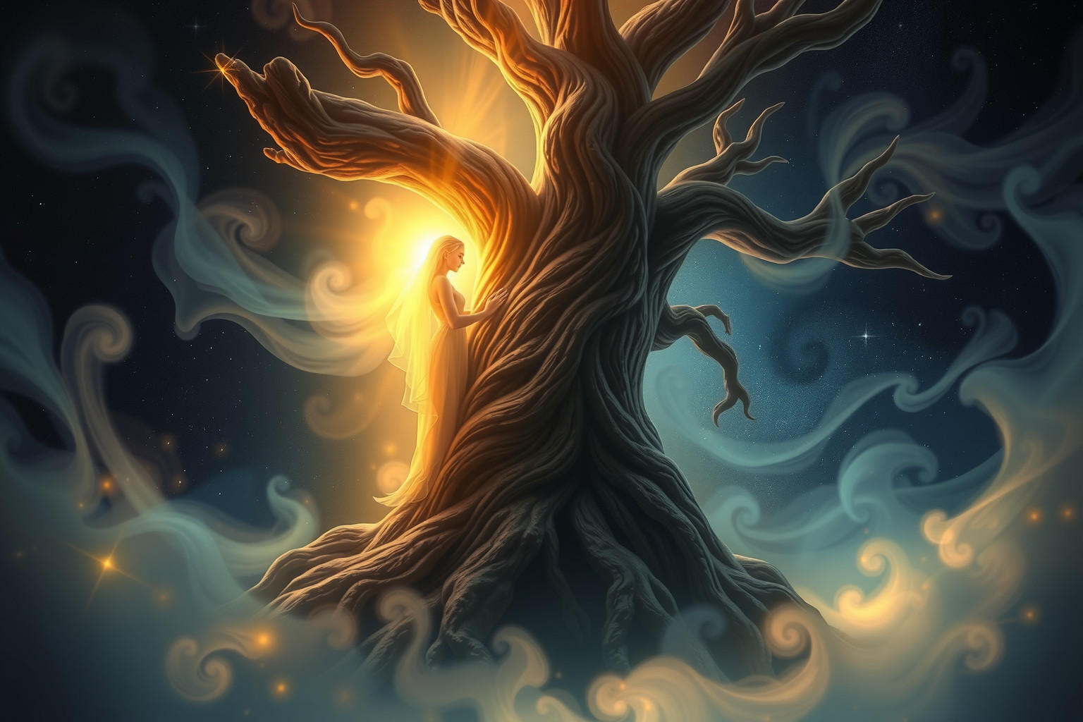 Sognare di abbracciare un albero simboleggia radici e protezione.