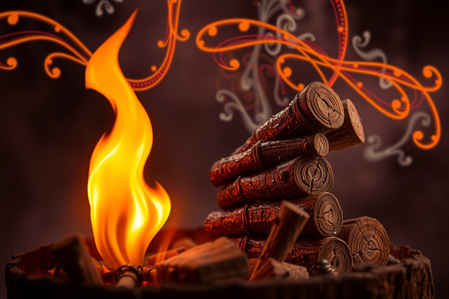 Sognare fuoco con legna simboleggia ardente passione creativa interiore.