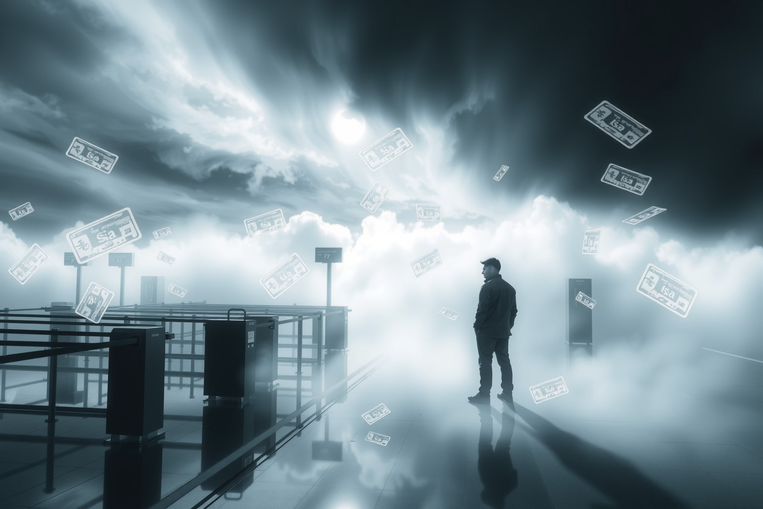 Sognare problemi col visto all'aeroporto riflette insicurezza e blocchi.