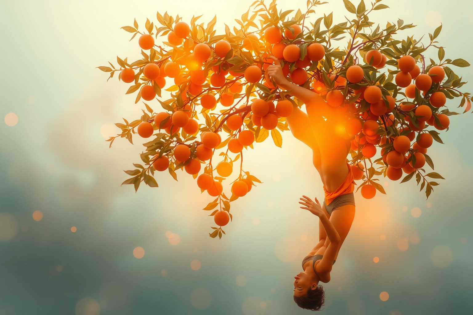 Sognare di cadere da un arancio simboleggia perdita di controllo emotivo.