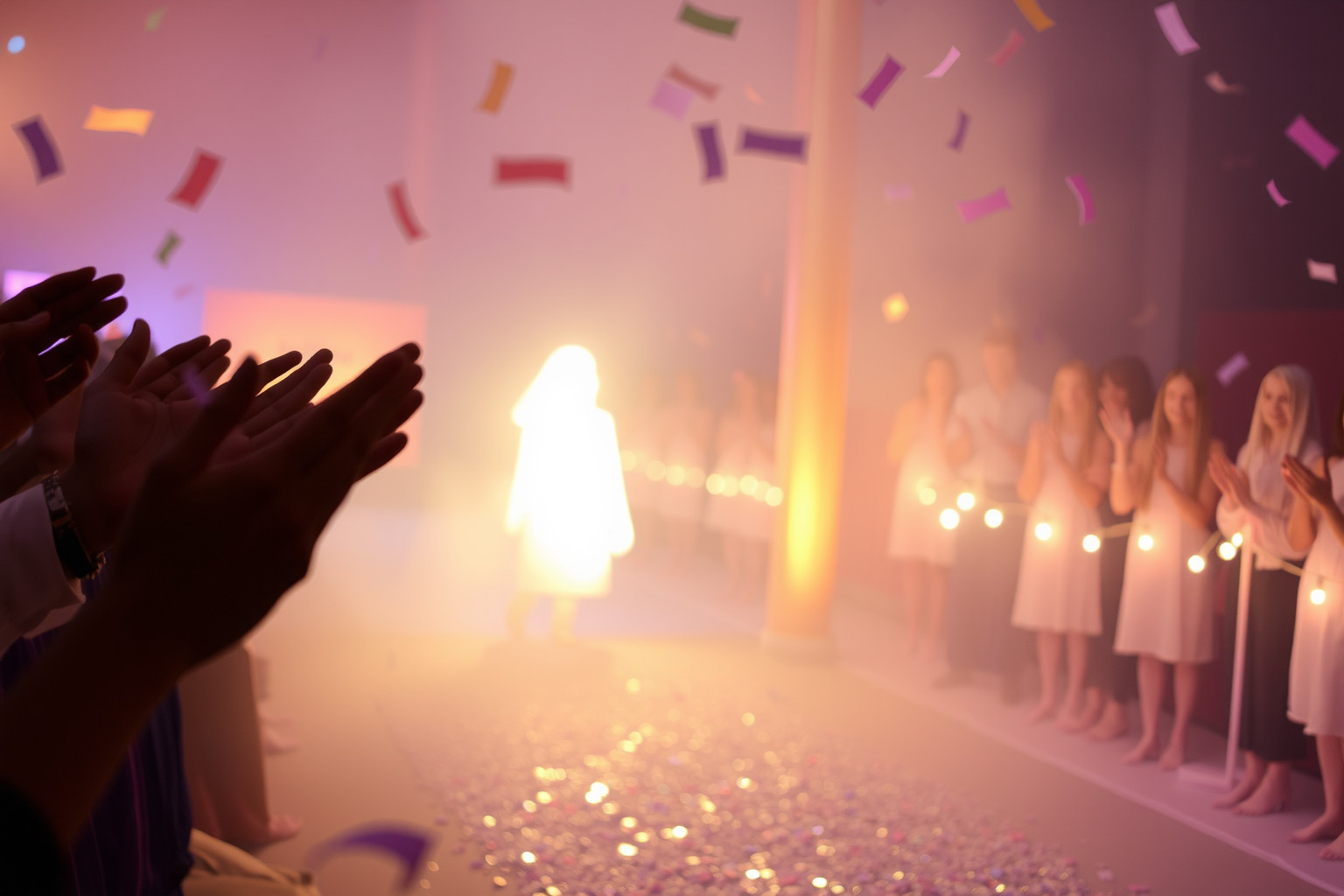 Sognare applausi in sfilata indica riconoscimento e successo imminente.