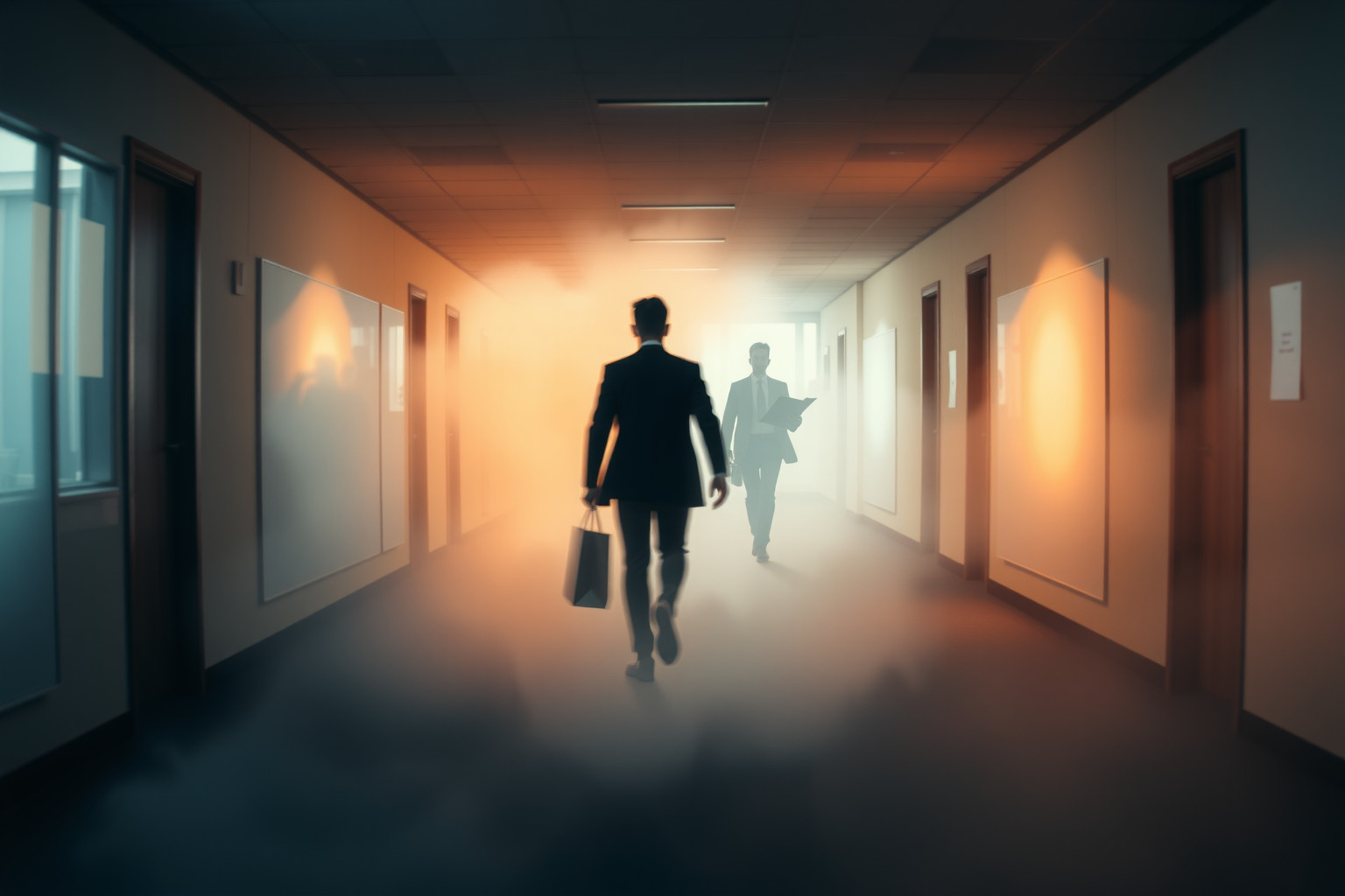 Sognare inseguimenti al lavoro riflette ansie da stress professionale.