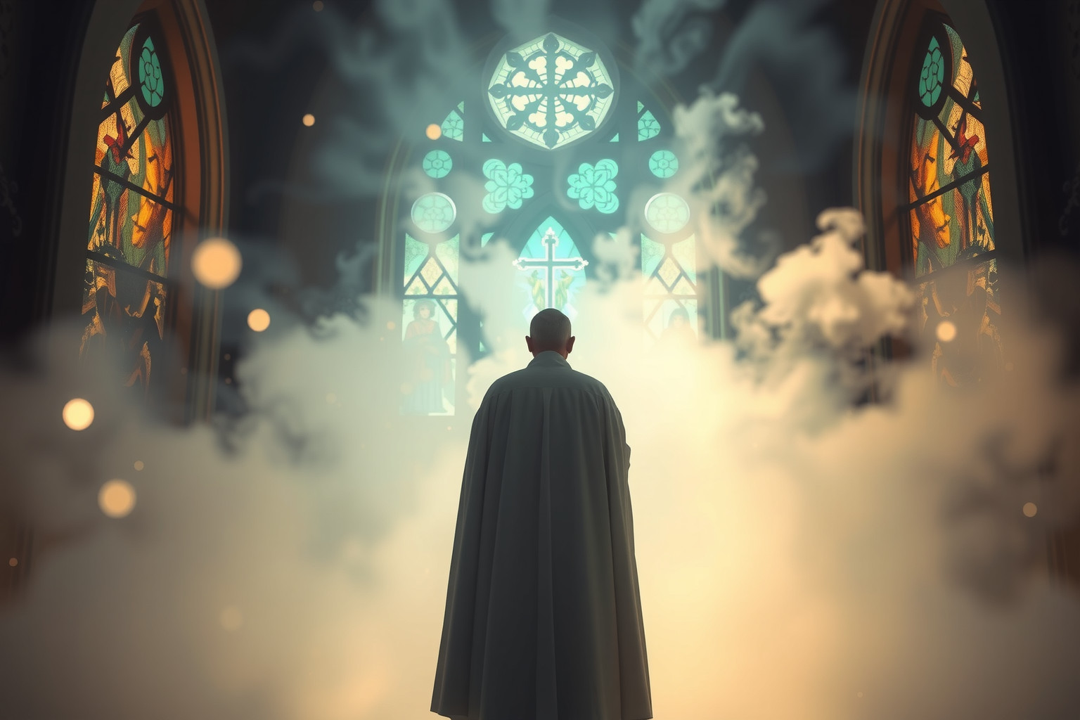 Sognare prete in chiesa simboleggia guida spirituale e autorità interiore.