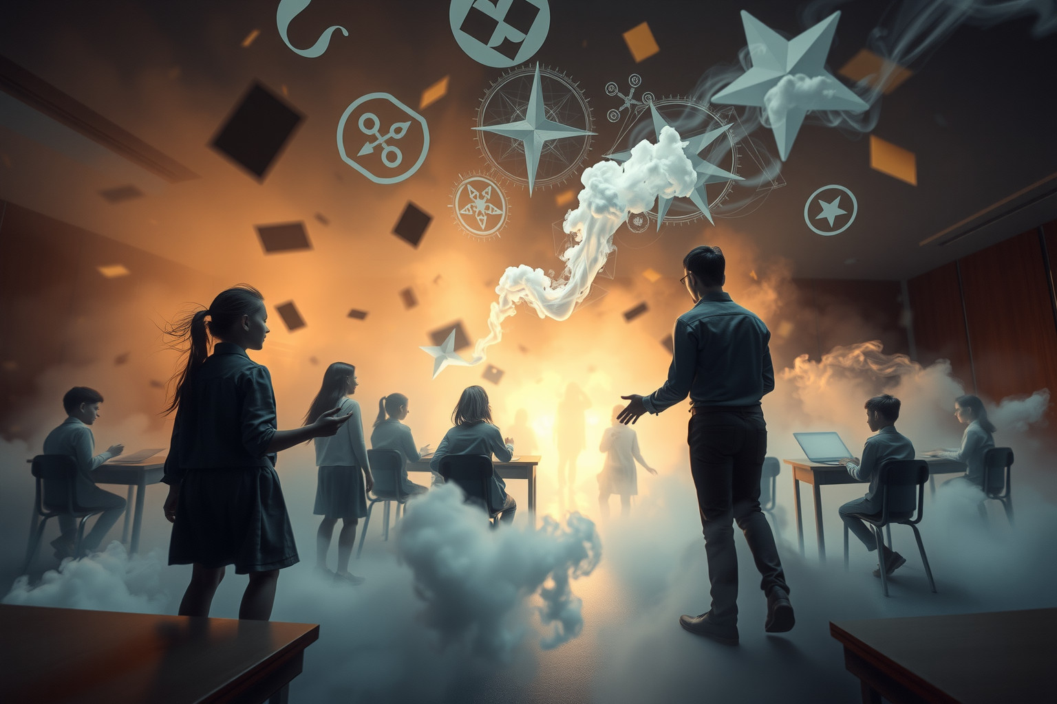 Sognare una classe incontrollabile riflette ansia da responsabilità e insicurezza.