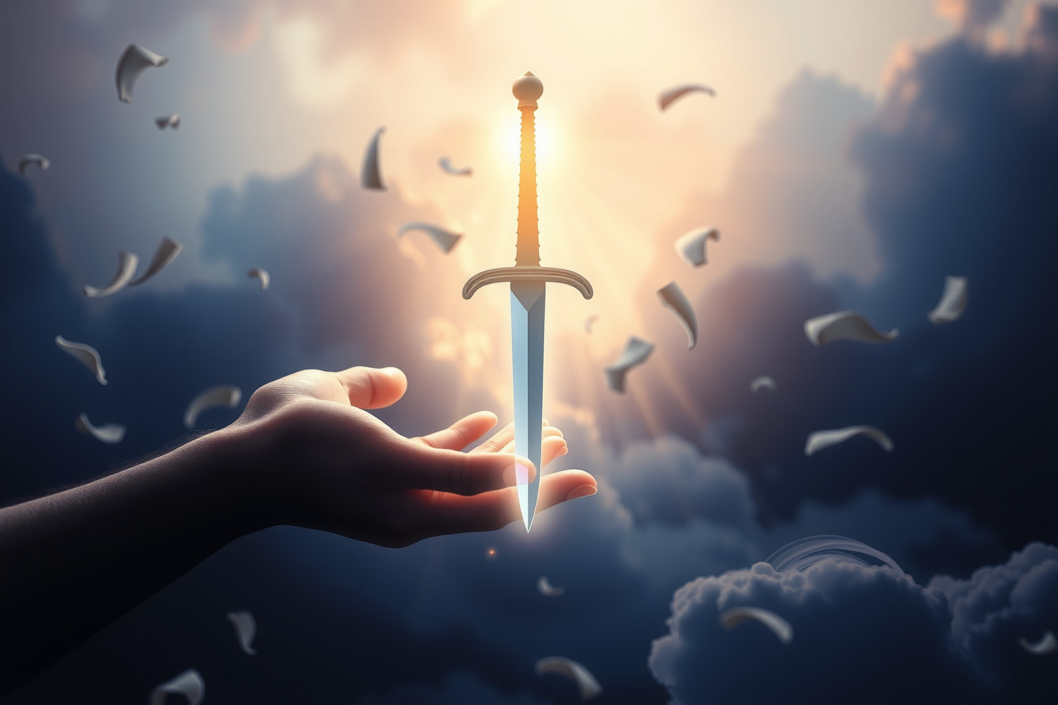 Ricevere una spada in sogno simboleggia coraggio e nuova responsabilità.