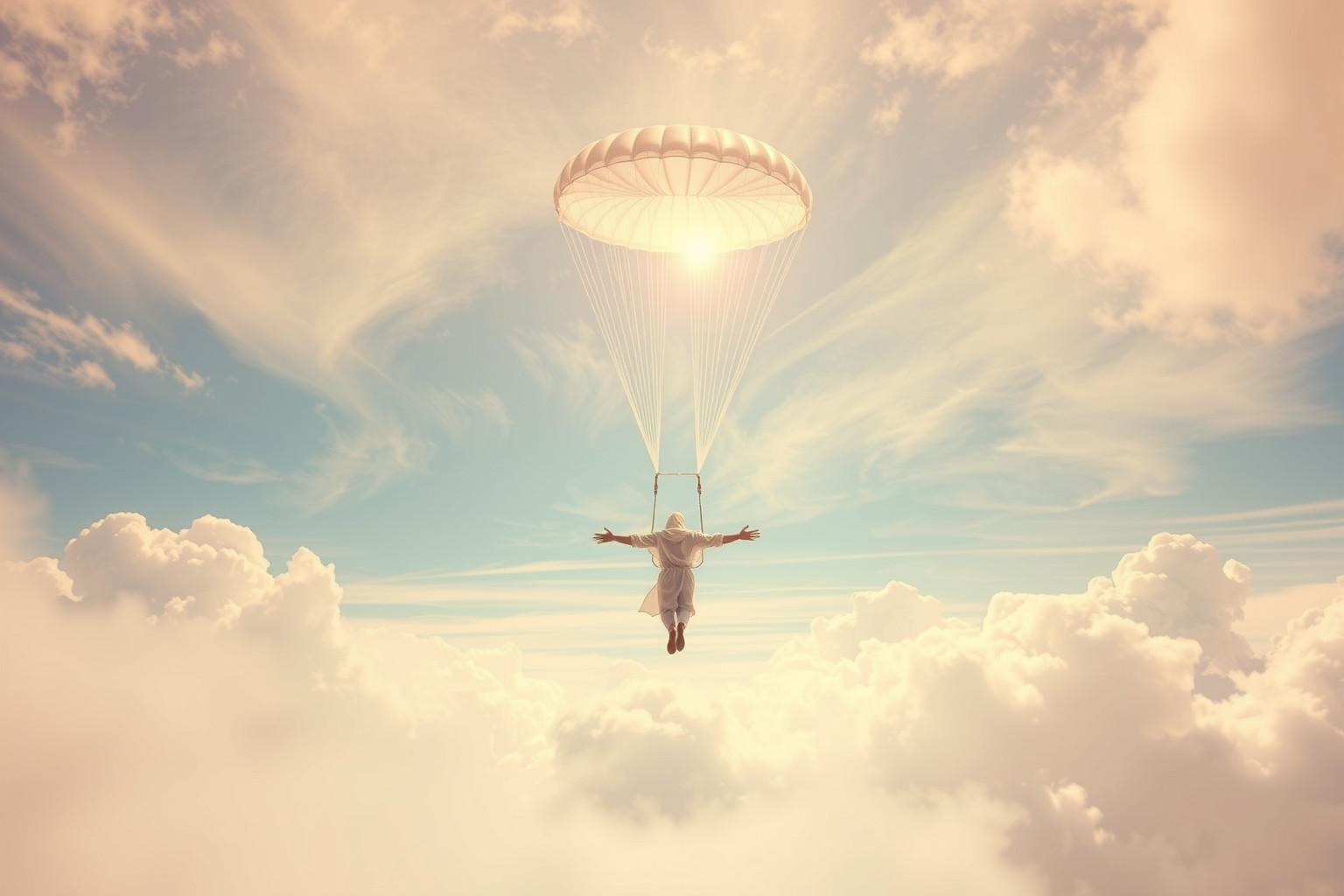 Sognare il paracadute simboleggia coraggio e voglia di libertà.