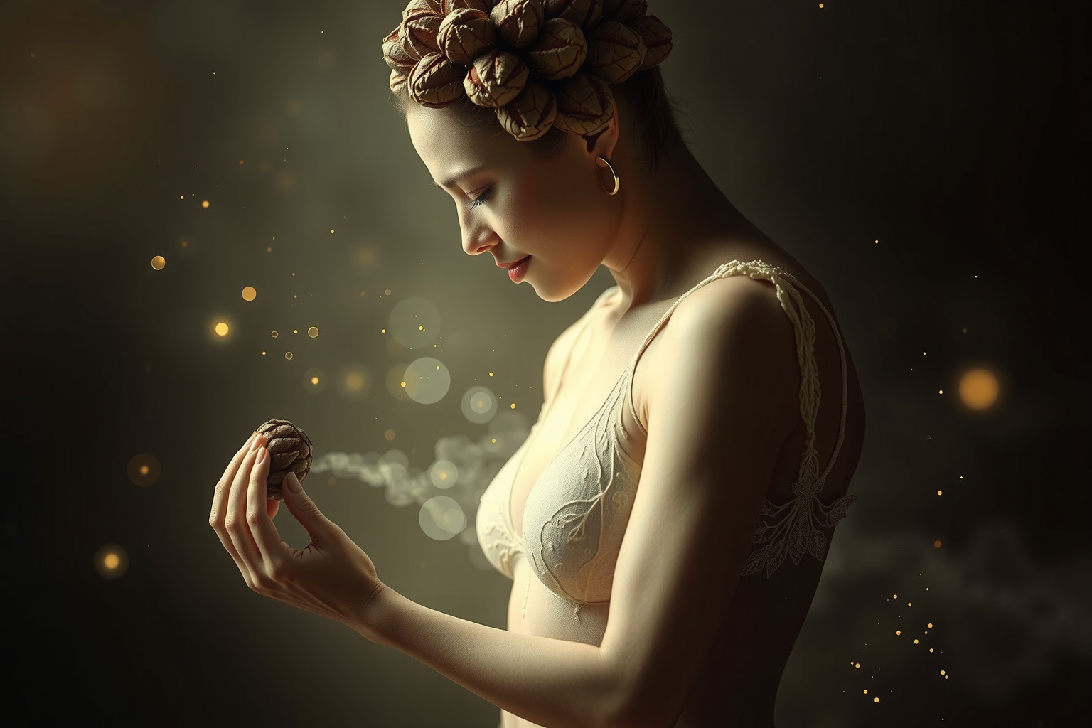 Sognare di trasformarsi in una pigna simboleggia crescita e protezione interiore.