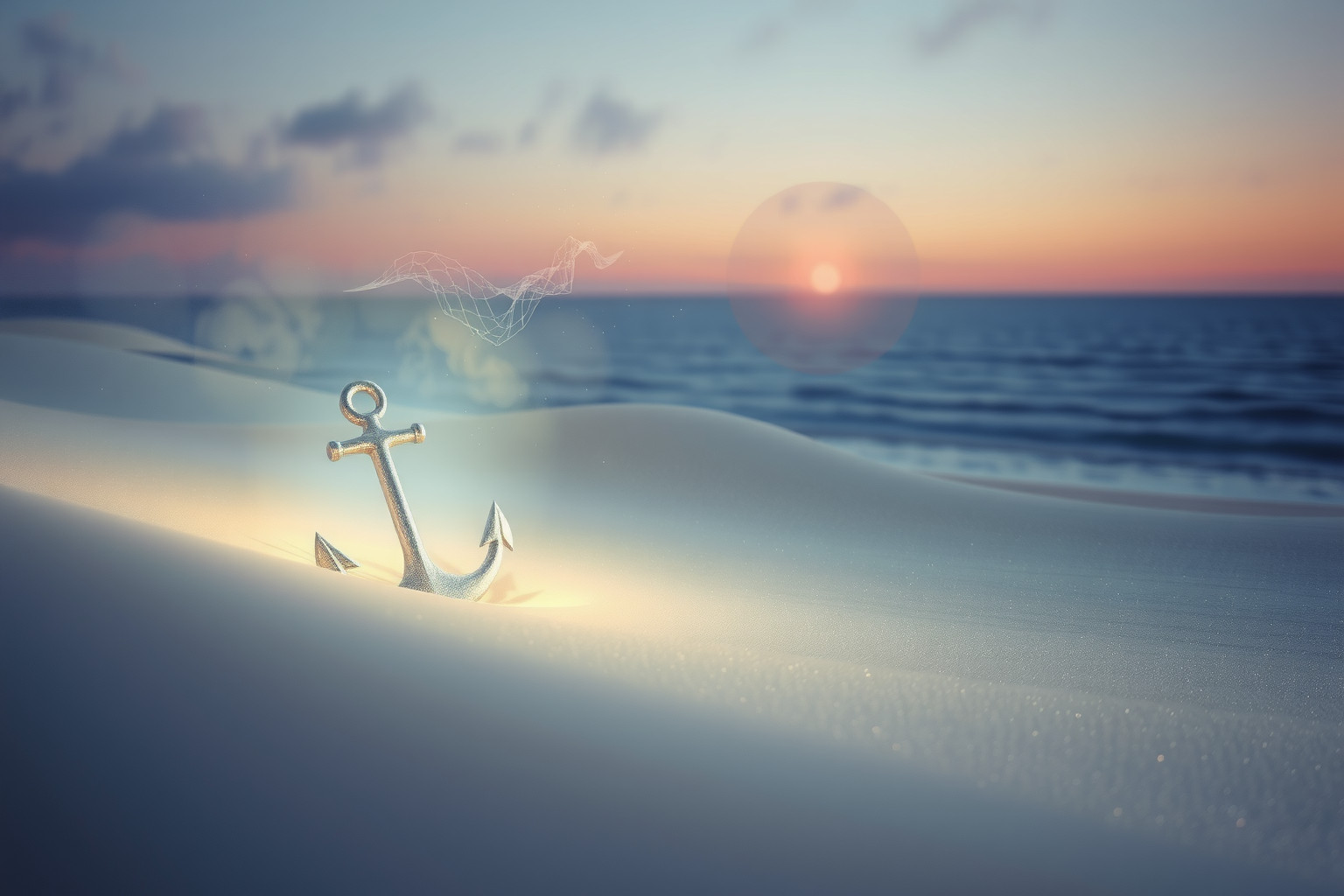 Sognare un'ancora sulla spiaggia simboleggia stabilità e speranza.
