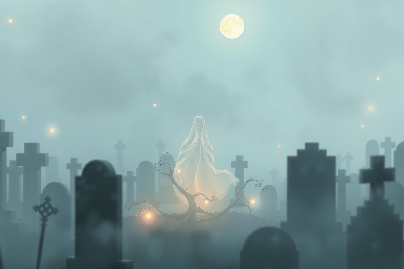 Sognare fantasmi nel cimitero sacro riflette paure e conflitti irrisolti.