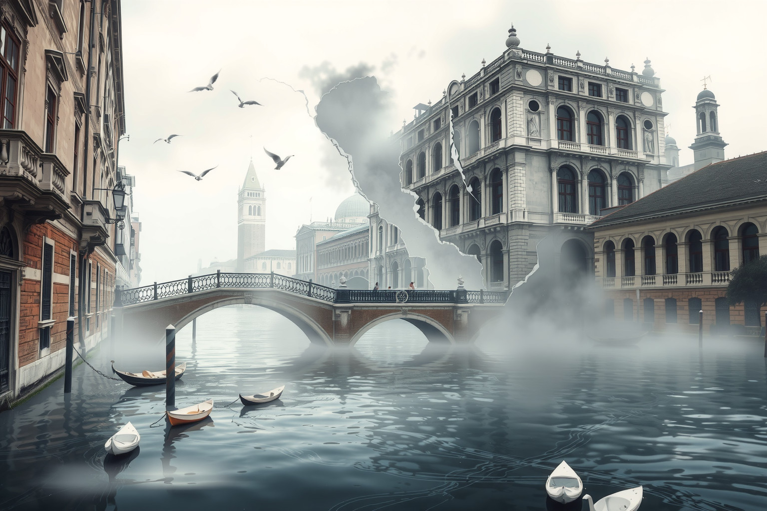 Sognare Venezia distrutta simboleggia ansia per cambiamenti improvvisi.