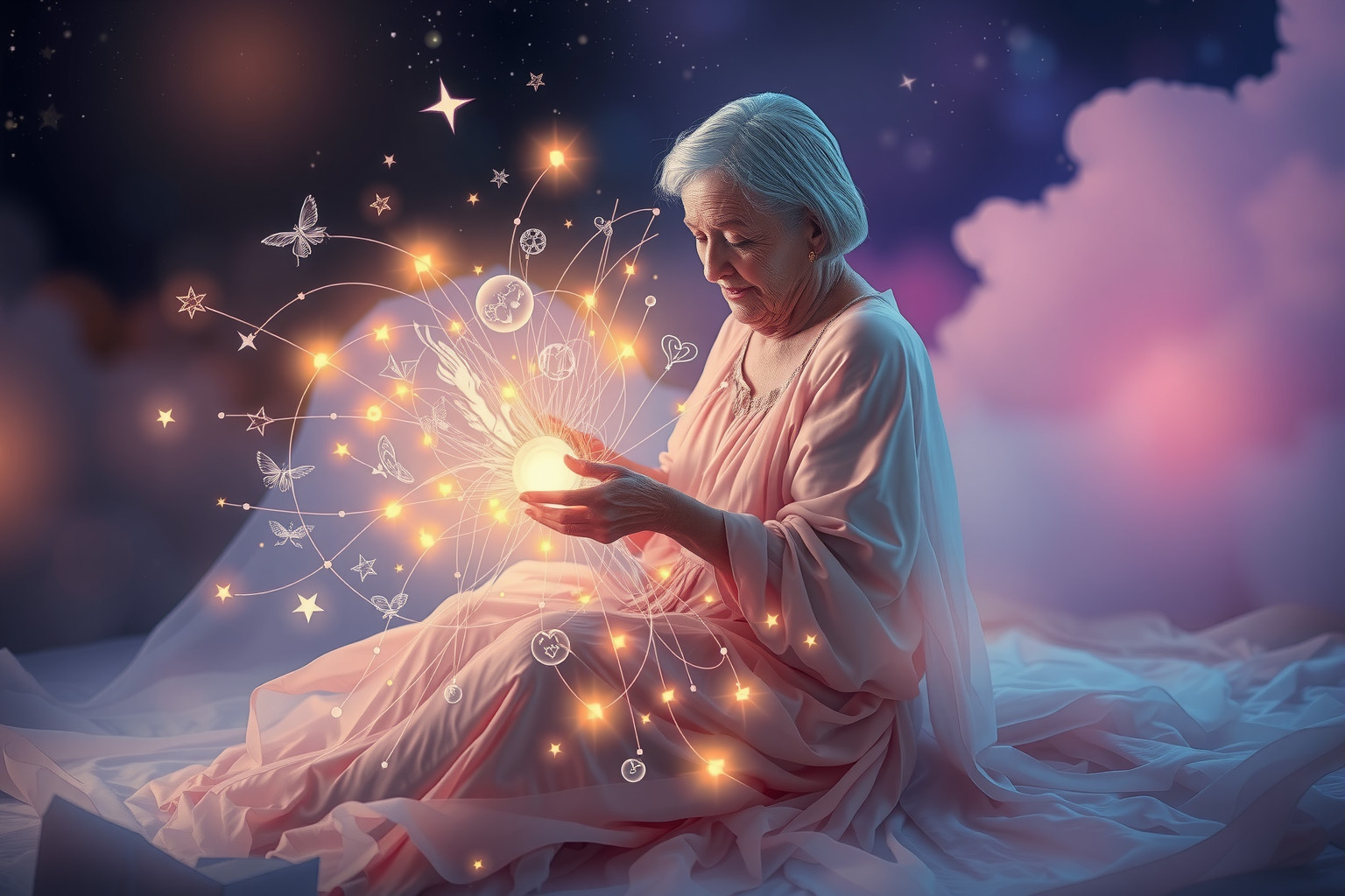 Sognare la nonna che cuce simboleggia cura e legami familiari.