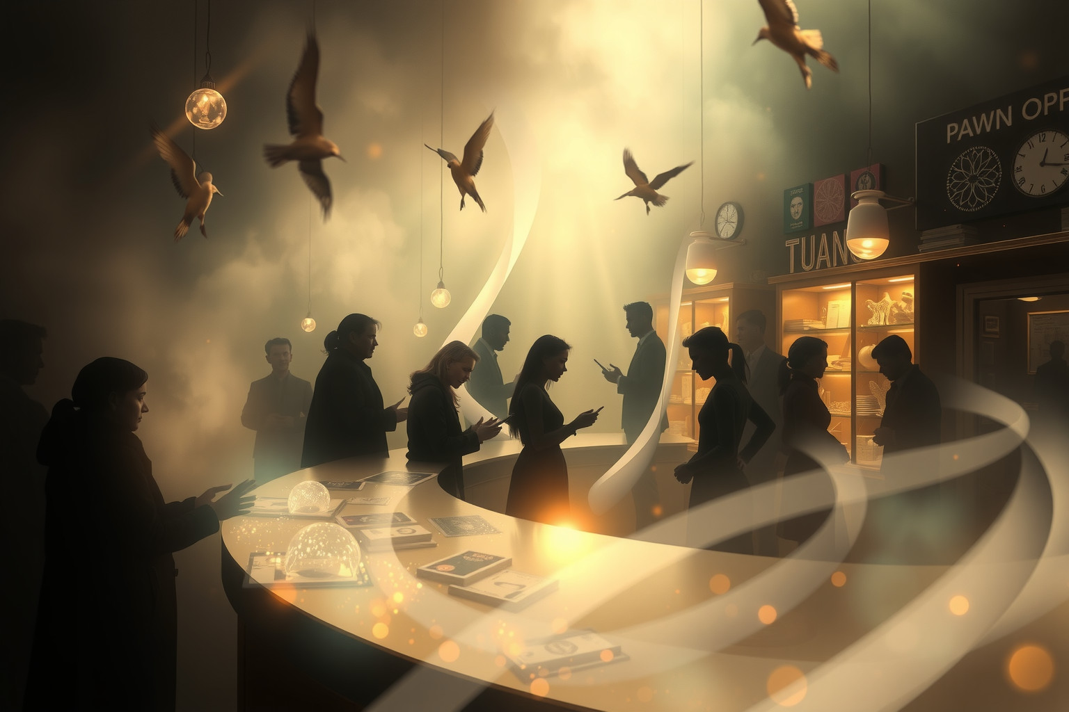 Sognare un banco dei pegni affollato indica opportunità finanziarie imminenti.