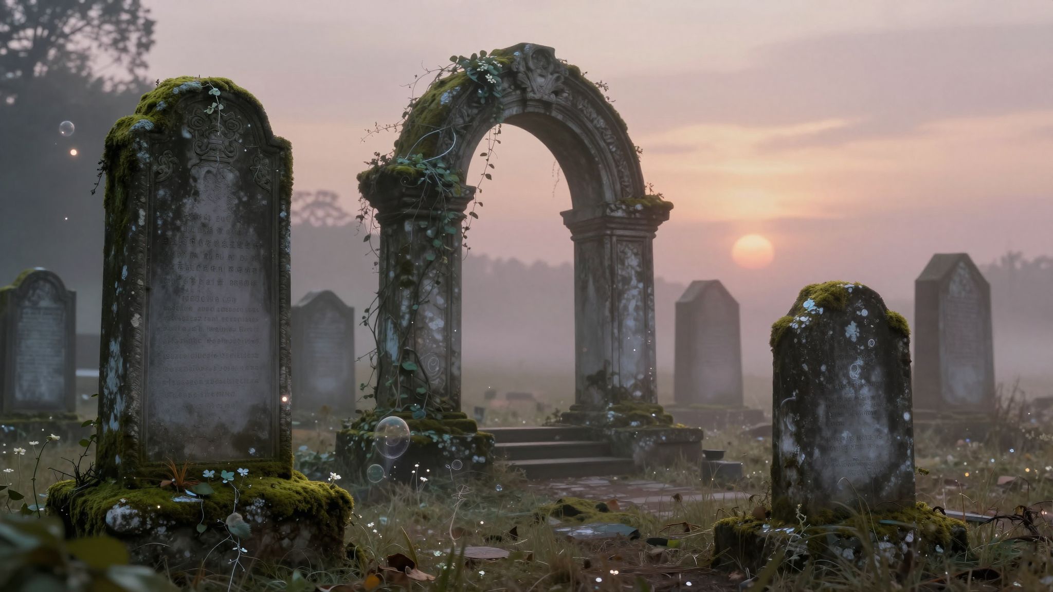 Sognare un cimitero sacro in rovina simboleggia perdite spirituali profonde.