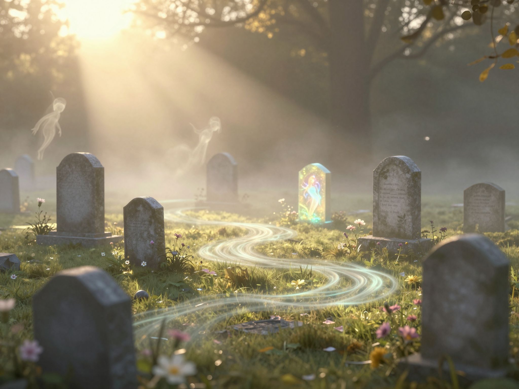 Sognare un cimitero sacro illuminato simboleggia rinascita spirituale.