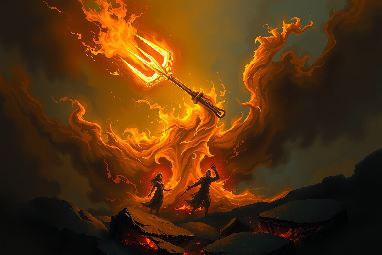 Sognare un forcone in inferno simboleggia colpa e paura profonde.