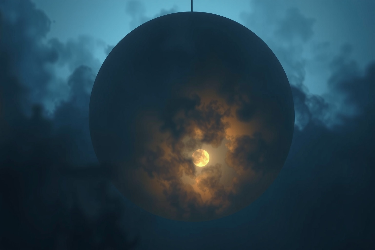 Sognare un globo ombroso riflette ansie su un mondo incerto.