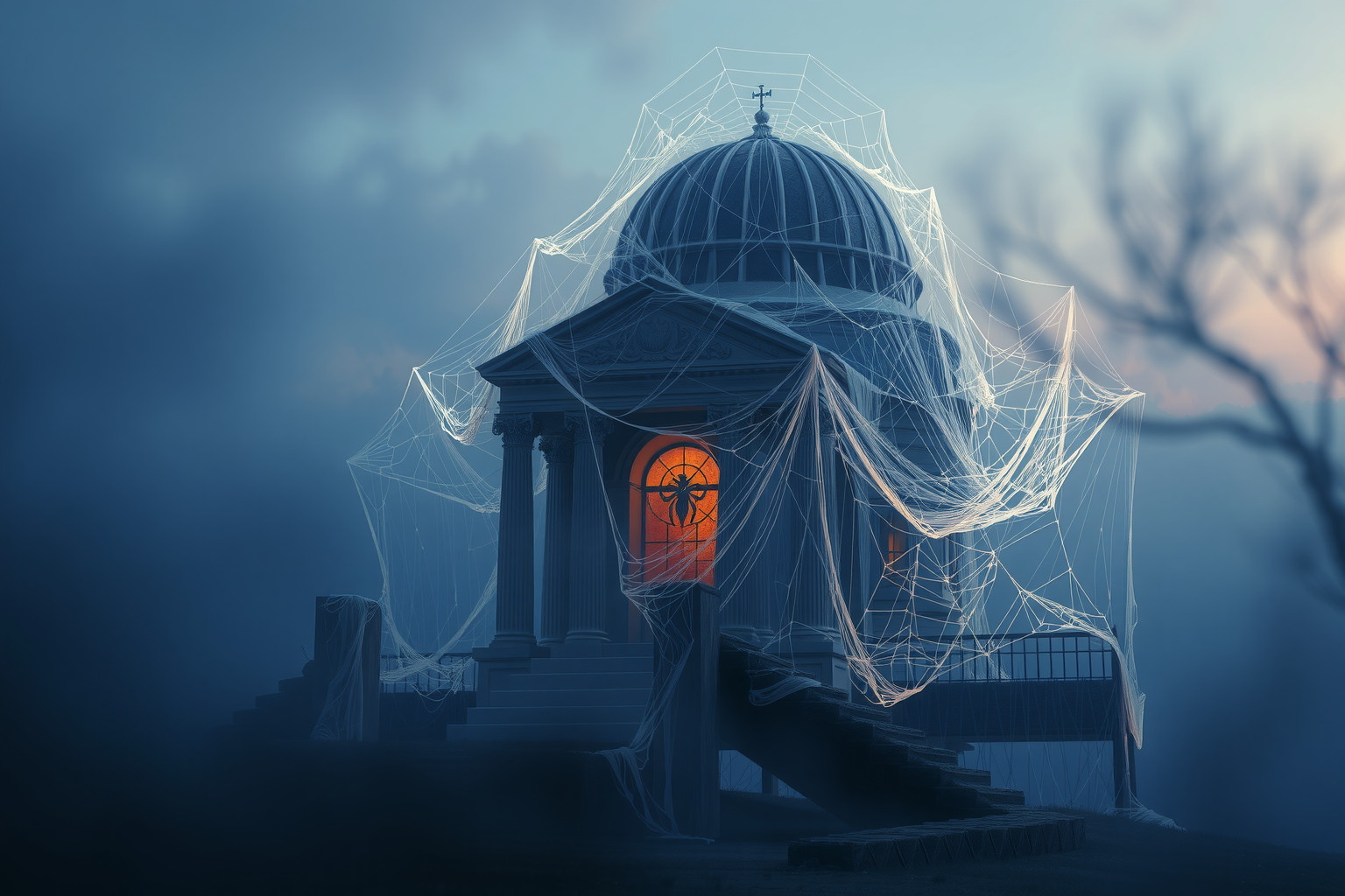 Sognare un mausoleo pieno di ragnatele simboleggia aspetti trascurati.