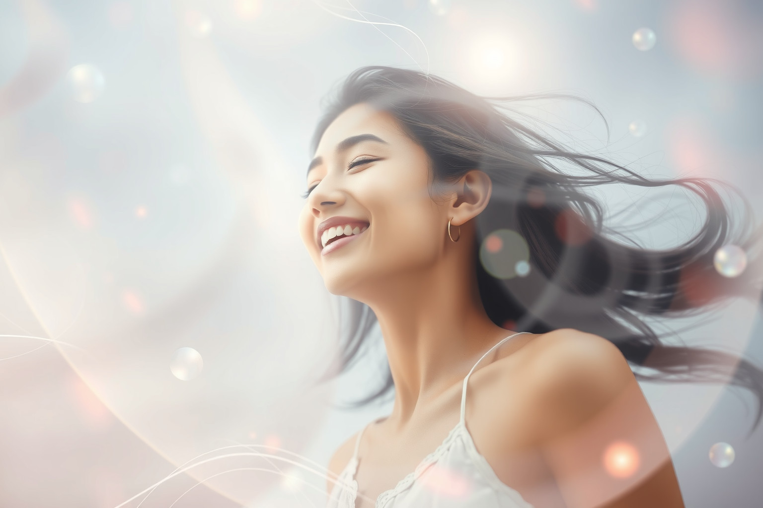 Sognare donna che ride simboleggia gioia e leggerezza interiore.