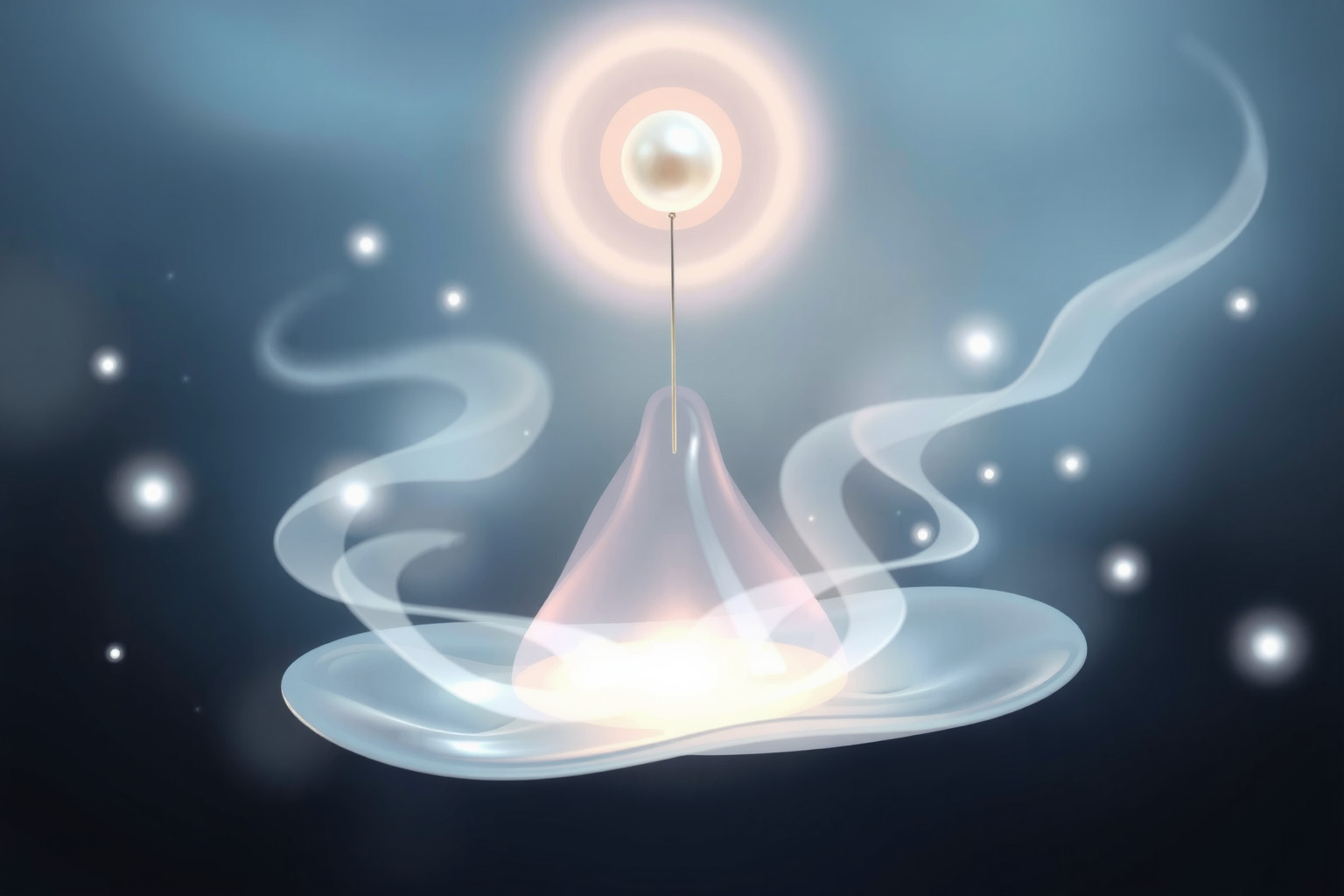 La spilla di perle simboleggia purezza e trasformazione interiore.