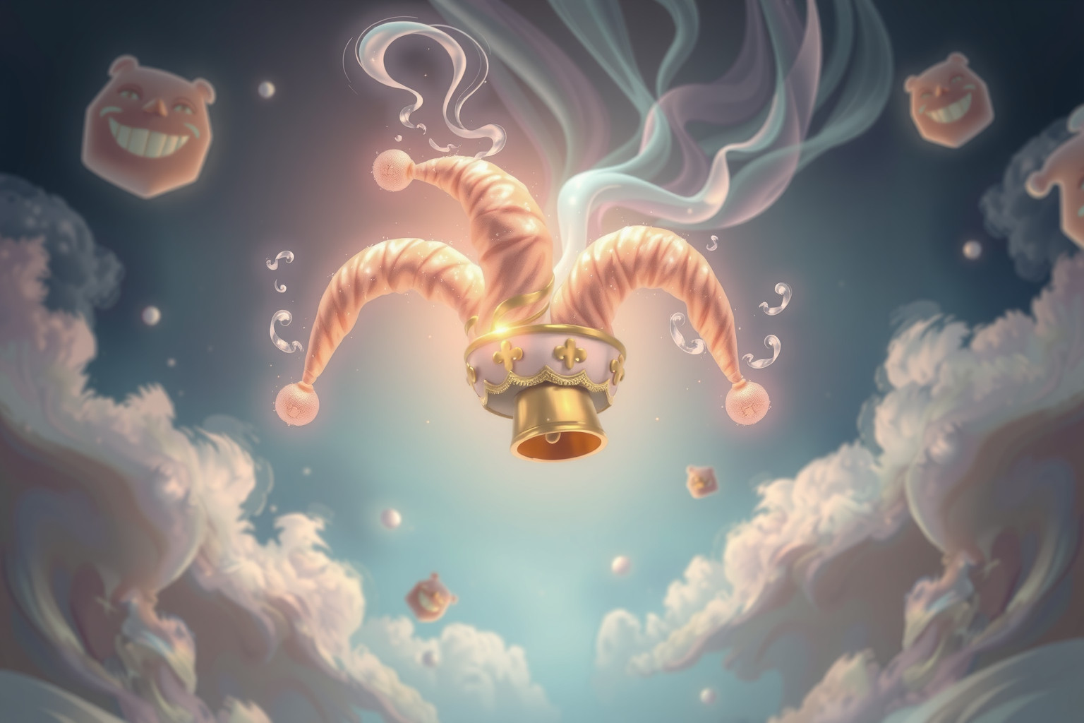 Il berretto da giullare che ride simboleggia gioia e astuzia.