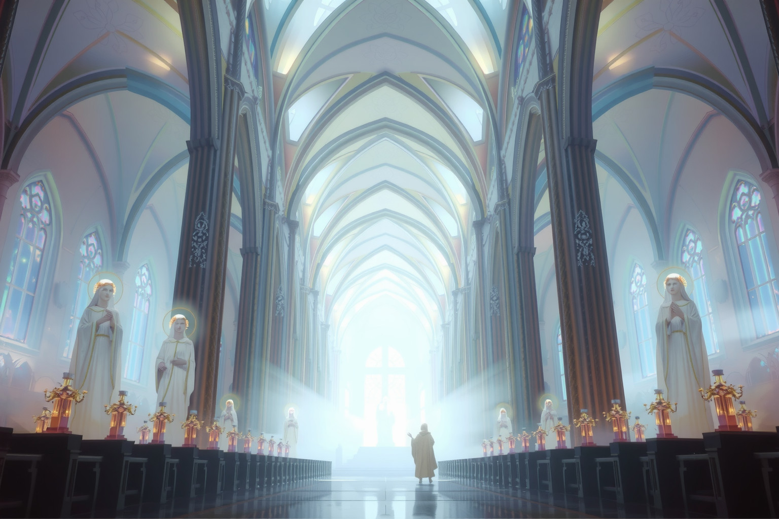 Vedere santi in basilica simboleggia protezione spirituale e guida interiore.