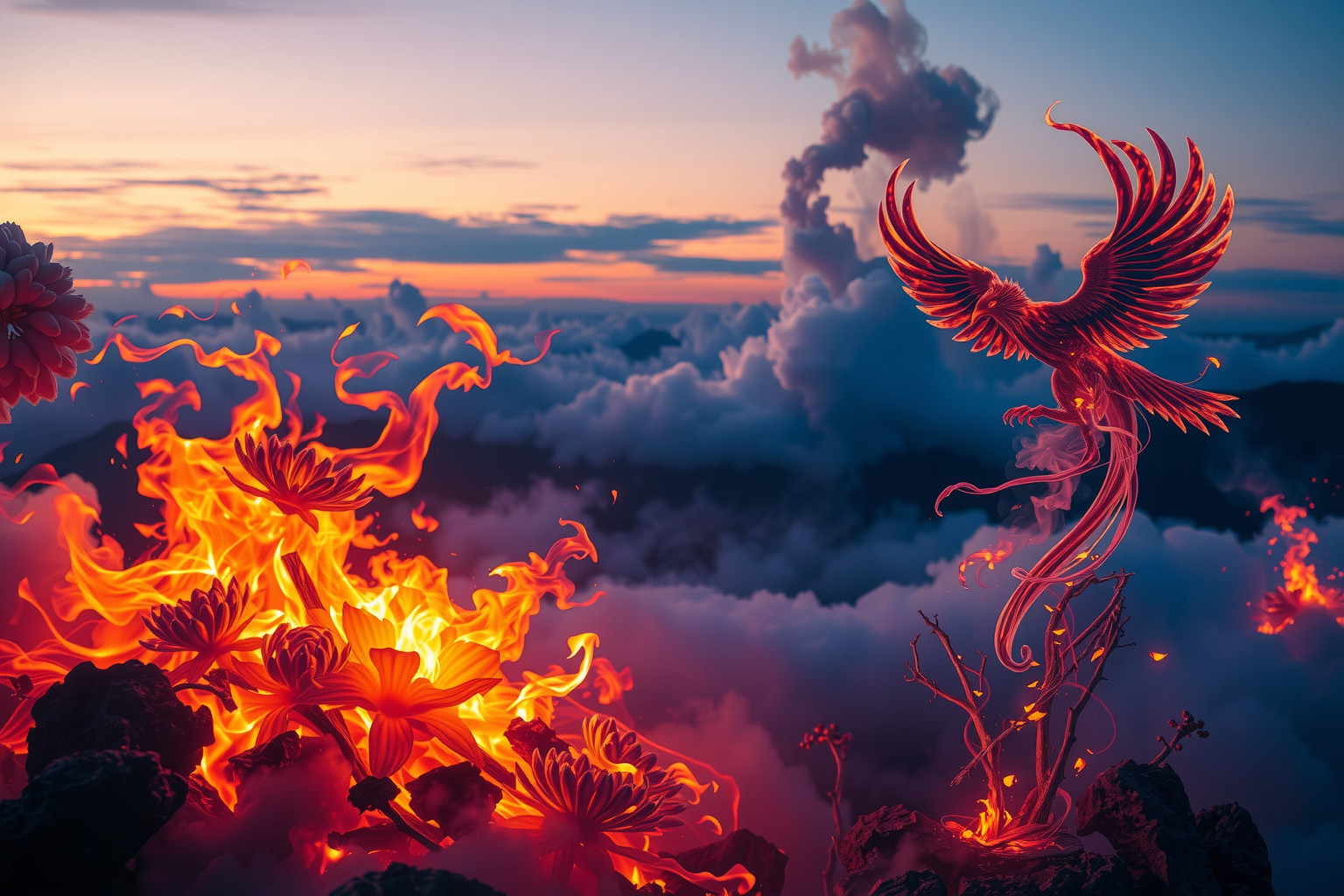 L’atterraggio in fiamme simboleggia cambiamento attraverso distruzione totale.