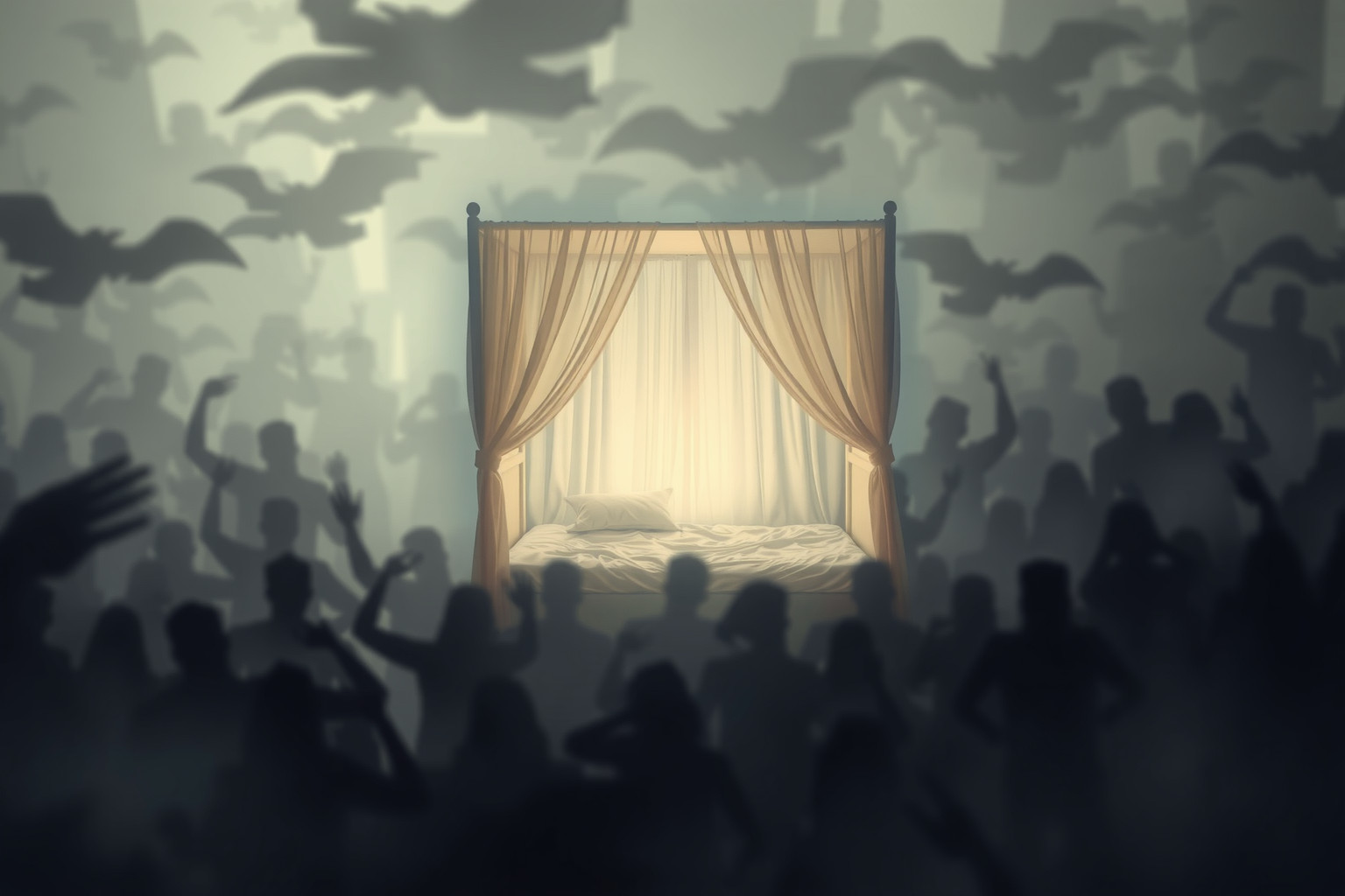 Il baldacchino simboleggia il desiderio di isolamento e protezione personale.