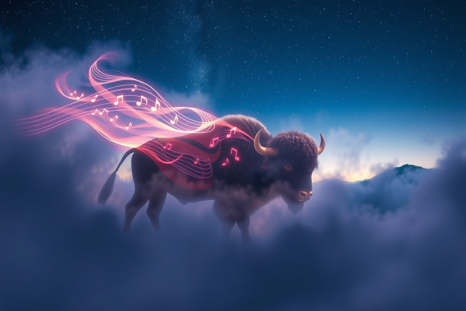 Il bufalo che canta simboleggia forza interiore e comunicazione spirituale.