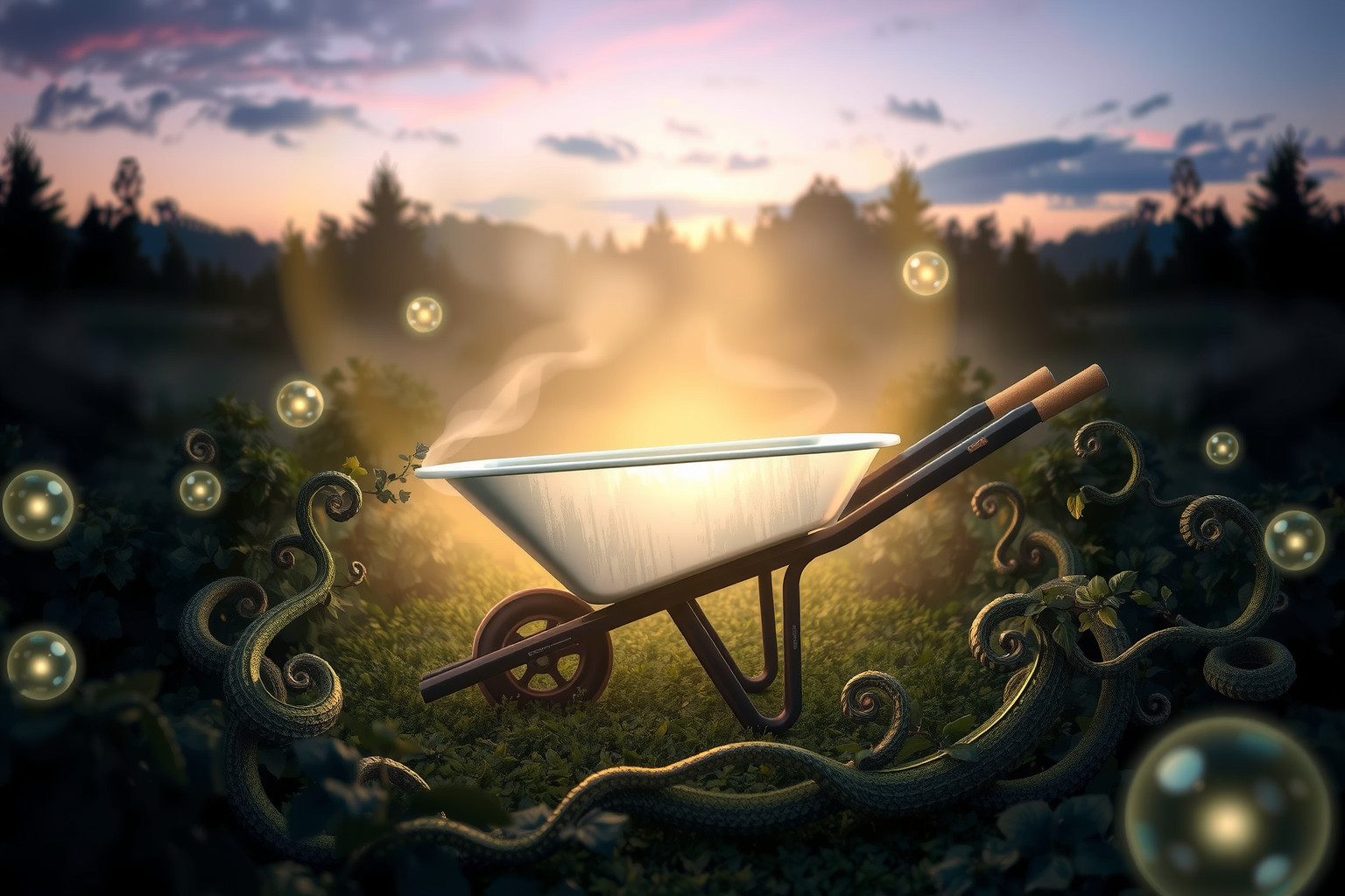 Sognare la carriola in giardino simboleggia crescita e cura personale.