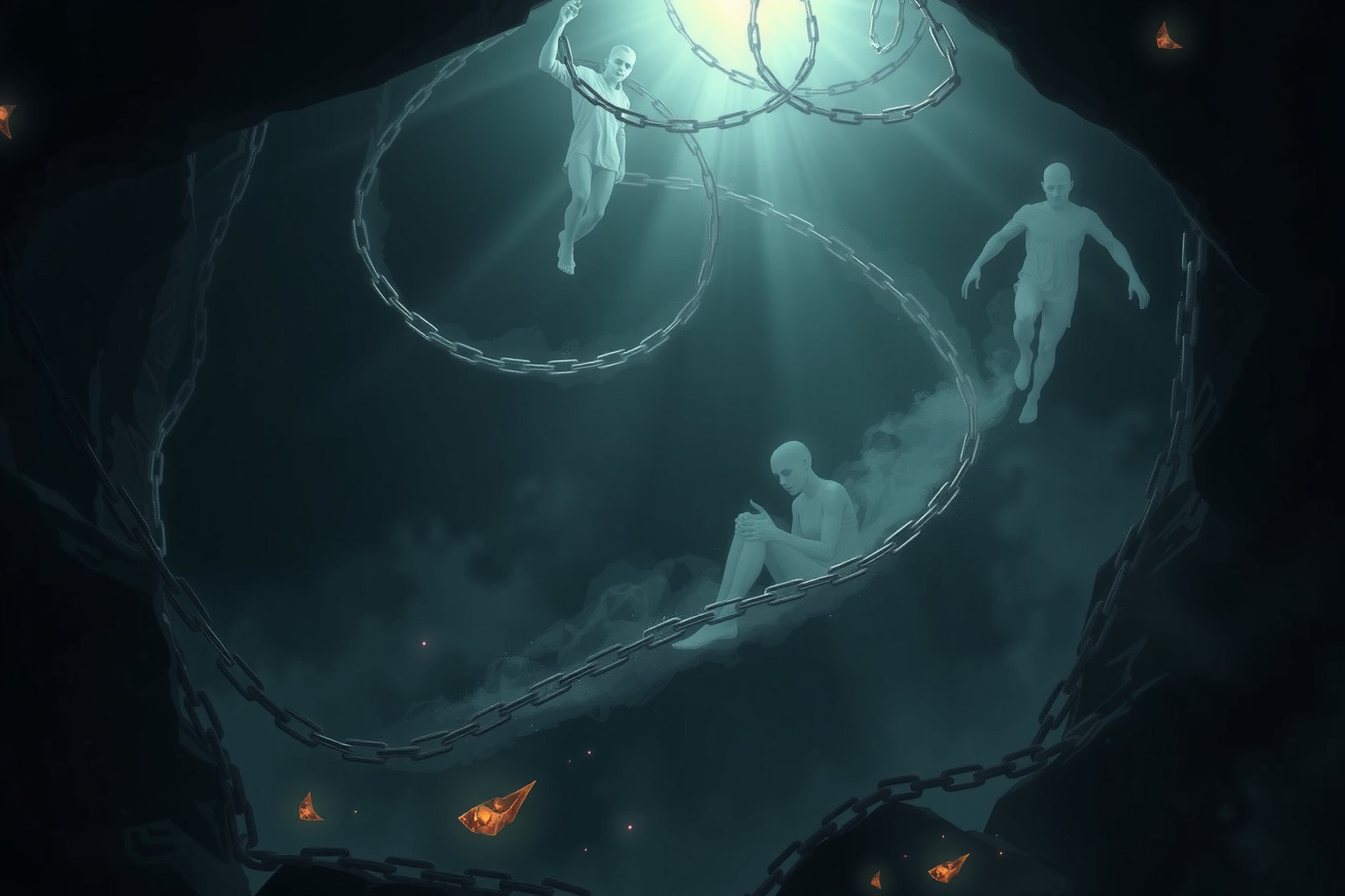 Le catene nel dungeon simboleggiano paure profonde e conflitti interiori.