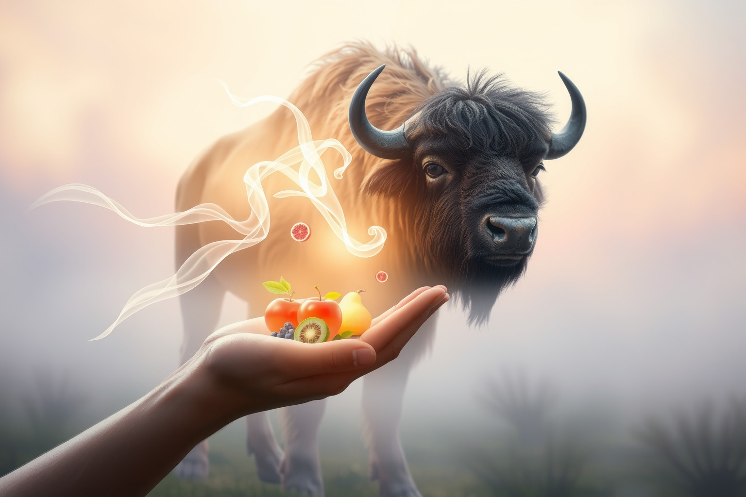 Dare da mangiare a un bufalo simboleggia forza e abbondanza.