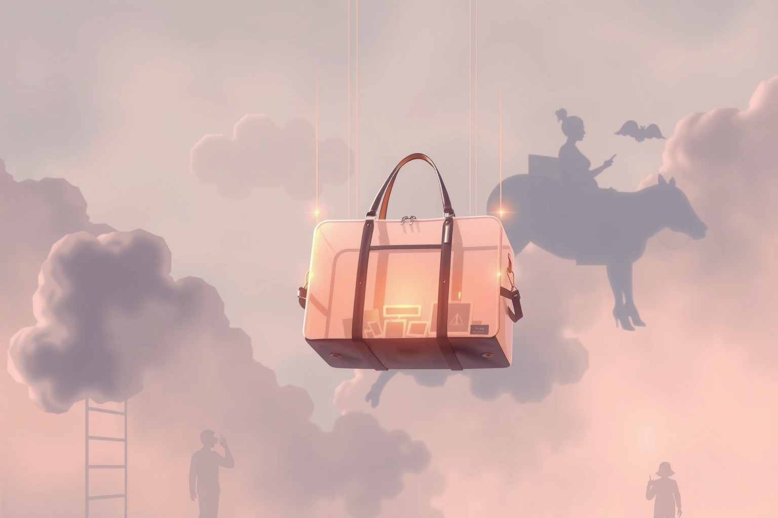 Persone reali interpretano sogni sulla borsa da viaggio vissuta.