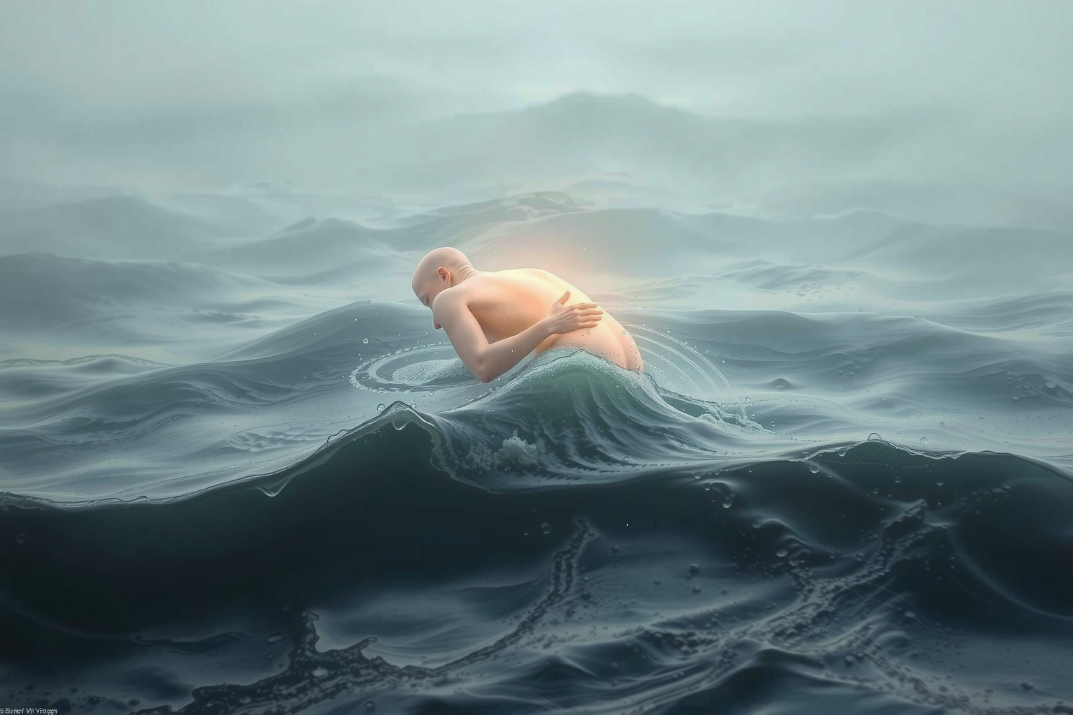 Essere abbracciati dalle onde simboleggia accettazione e rilascio emozionale.