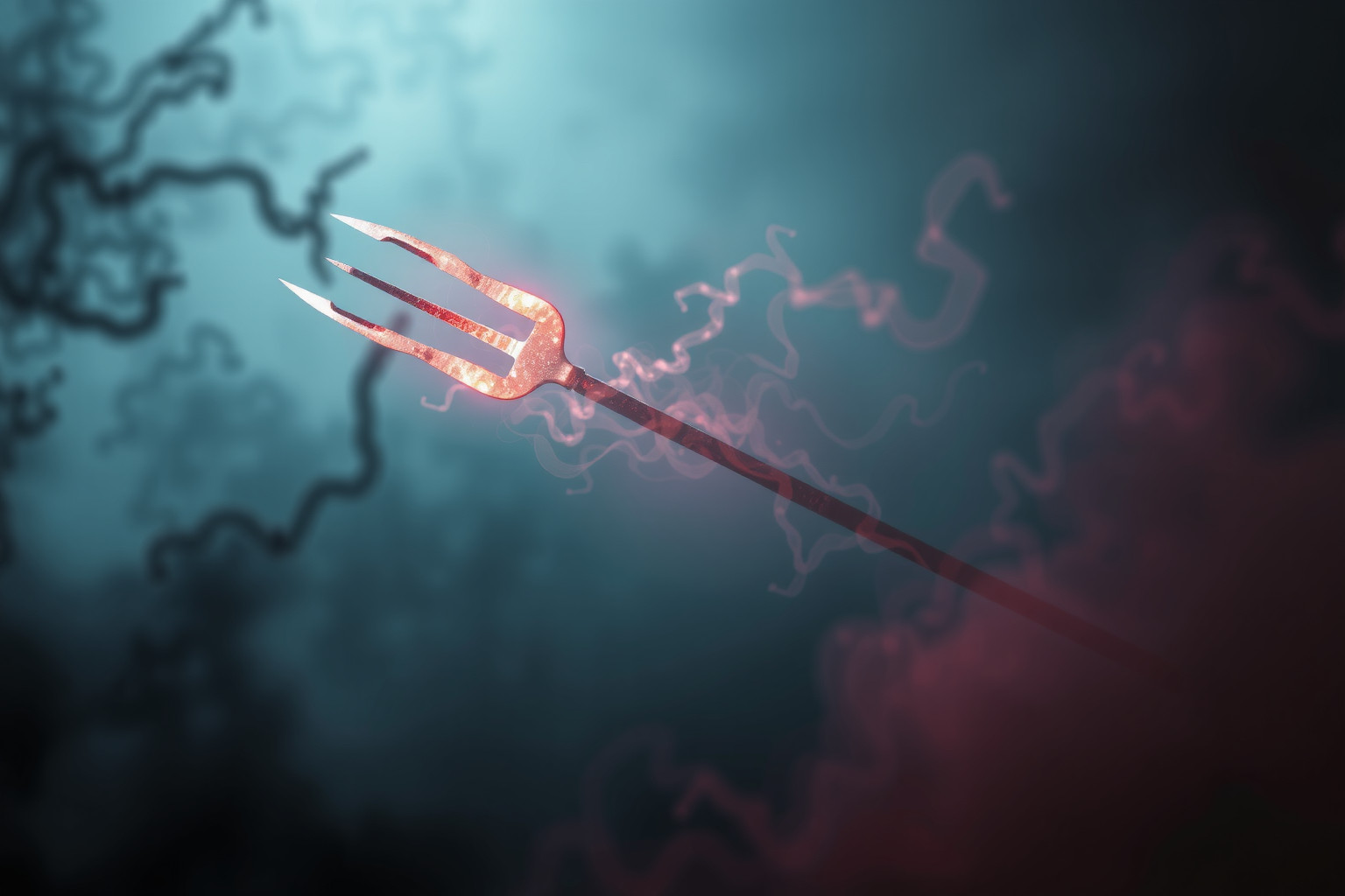 Il forcone simboleggia rabbia repressa e minaccia imminente.