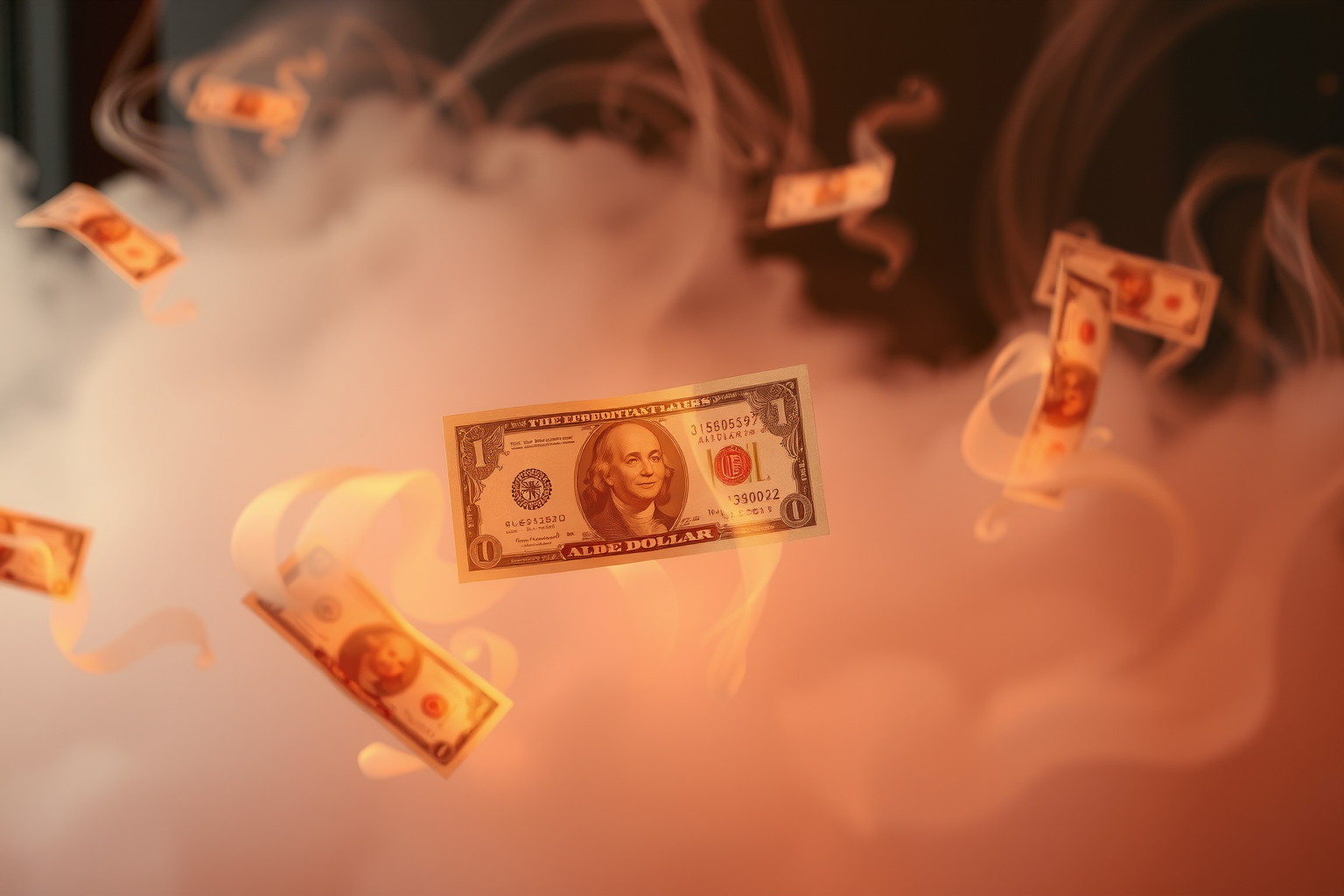 Sognare un incendio di denaro indica perdite economiche imminenti.